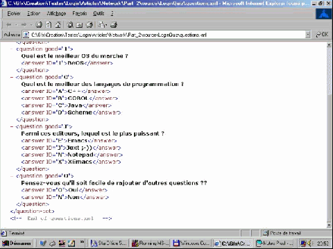 Un questionnaire �crit en XML