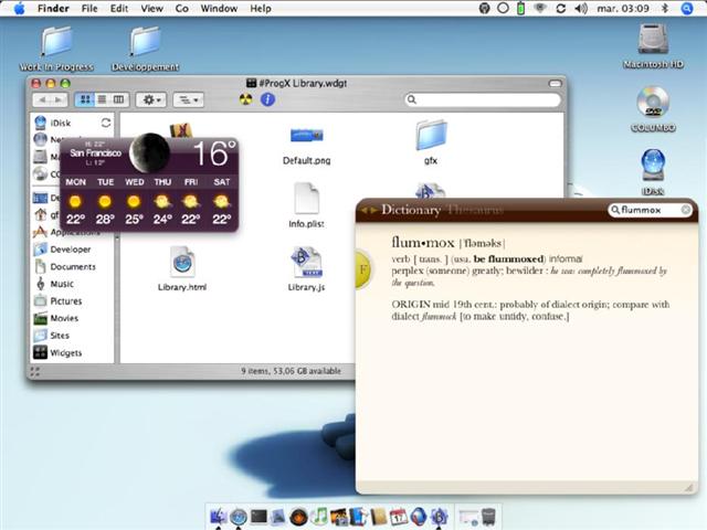Une option spéciale de Mac OS X permet de déposer les widgets sur le bureau.